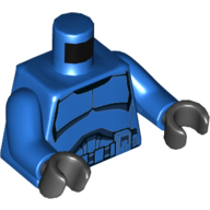 Visuel indicatif Rebrickable de Soldat clone d'armure de torse avec ceinture avec poches imprimées (commando sénior), bras bleus, mains noires (Torso Armor Clone Trooper with Belt with Pockets Print (Senate Commando), Blue Arms, Black Hands)