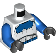 Visuel indicatif Rebrickable de Torse Armure avec Poitrine Bleue et Ceinture motif imprimé (Stormtrooper), bras bleus, mains noires (Torso Armor with Blue Chest and Belt Print (Stormtrooper), Blue Arms, Black Hands)