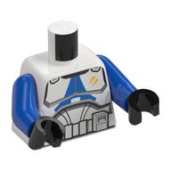 Visuel indicatif Rebrickable de Torse, armure de soldat clone, marquages bleus imprimés, bras bleus, mains noires (Torso, Clone Trooper Armor, Blue Markings Print, Blue Arms, Black Hands)