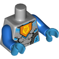 Armure de torse, pentagone orange avec motif imprimé lion jaune, bras bleus, mains azur foncé (Torso Armour, Orange Pentagon with Yellow Lion Print, Blue Arms, Dark Azure Hands)