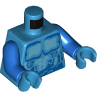 Torse nu poitrine, bleu foncé et bleu moyen marques d'eau motif imprimé, bras bleus, mains azur foncé (Torso Bare Chest, Dark Blue and Medium Blue Water Marks Print, Blue Arms, Dark Azure Hands)