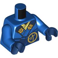 Torse, robe, bord bleu foncé, or Symboles motif imprimé, bras bleus, mains bleu foncé (Torso, Robe, Dark Blue Trim, Gold Symbols Print, Blue Arms, Dark Blue Hands)
