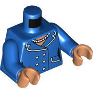 Visuel indicatif Rebrickable de Torse, Veste de costume avec revers, poches, boutons et collier de perles motif imprimé (maire McCaskill), bras bleus, mains nougat (Torso, Suit Jacket with Lapels, Pockets, Buttons and Pearl Necklace Print (Mayor McCaskill), Blue Arms, Nougat Hands)