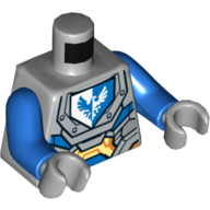 Armure de torse, Circuit, Faucon blanc/bleu sur motif imprimé bouclier, bras bleus, mains gris bleuté clair (Torso Armor, Circuitry, White/Blue Falcon on Shield Print, Blue Arms, Light Bluish Gray Hands)