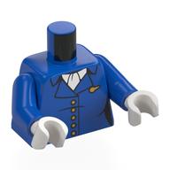 Torse, uniforme d'hôtesse de l'air, col blanc, motif imprimé insignes or, bras bleus, mains blanches (Torso, Air Hostess Uniform, White Collar, Gold Insignias Print, Blue Arms, White Hands)