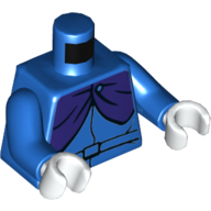 Veste torse et cape violet foncé motif imprimé, bras bleus, mains blanches (Torso Jacket and Dark Purple Cape Print, Blue Arms, White Hands)