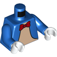 Visuel indicatif Rebrickable de Veste torse, chemise blanche, motif : nœud papillon rouge, bras bleus, mains blanches (Torso Jacket, White Shirt, Red Bow Tie Print, Blue Arms, White Hands)
