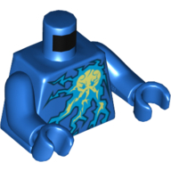 Visuel indicatif Rebrickable de Motif imprimé énergie foudre torse azur et vert citron, bras et mains bleus (Torso Azure and Lime Lightning Energy Print, Blue Arms and Hands)