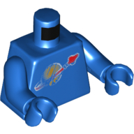 Logo de l'espace torse classique avec motif imprimé d'usure simulée, bras et mains bleus (Torso Classic Space Logo with Simulated Wear Print, Blue Arms and Hands)