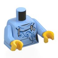 Sweat à capuche torse, lacets blanches, poche avant, parchemins imprimés, bras bleu clair vif, mains jaunes (Torso Hoodie, White Laces, Front Pocket, Scrolls Print, Bright Light Blue Arms, Yellow Hands)