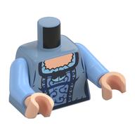 Visuel indicatif Rebrickable de Torse, robe, poitrine de nougat clair, volants bleu clair lumineux, bleu moyen devant, bleu foncé décorations motif imprimé, bras bleu clair vif, mains nougat clair (Torso, Dress, Light Nougat Chest, Bright Light Blue Ruffles, Medium Blue Front, Dark Blue Decorations Print, Bright Light Blue Arms, Light Nougat Hands)