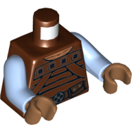 Visuel indicatif Rebrickable de Torse, armure cuir weequay motif imprimé, bras bleu clair vif, mains nougat moyen (Torso, Weequay Leather Armour Print, Bright Light Blue Arms, Medium Nougat Hands)