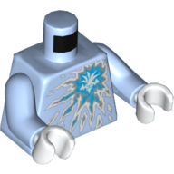 Visuel indicatif Rebrickable de Motif imprimé énergie de glace de torse, bras bleu clair vif, mains blanches (Torso Ice Energy Print, Bright Light Blue Arms, White Hands)