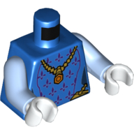 Torse pourpre foncé garniture, or collier motif imprimé, bras bleu clair vif, mains blanches (Torso Dark Purple Trim, Gold Necklace Print, Bright Light Blue Arms, White Hands)