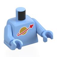Torse, espace classique logo motif imprimé, bras et mains bleu clair vif (Torso, Classic Space Logo Print, Bright Light Blue Arms and Hands)