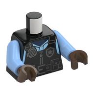 Torse, gilet de police, radio, badge de police, ceinture utilitaire, motif : chemise bleu clair vif, bras bleu clair vif, mains brun terre d’ombre (Torso, Police Vest, Radio, Police Badge, Utility Belt, Bright Light Blue Shirt Print, Bright Light Blue Arms, Umber Brown Hands)