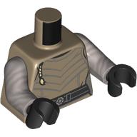 Visuel indicatif Rebrickable de Torse, argent poitrine plaques, tresse, noir ceinture motif imprimé, bras argent mat, mains noires (Torso, Silver Chest Plates, Braid, Black Belt Print, Flat Silver Arms, Black Hands)