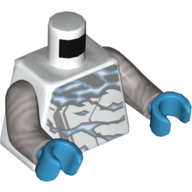 Visuel indicatif Rebrickable de Robe torse, flammes azur et blanc / Motif imprimé énergie, bras argent mat, mains azur foncé (Torso Robe, Azure and White Flames / Energy Print, Flat Silver Arms, Dark Azure Hands)