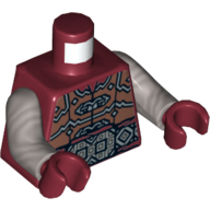 Visuel indicatif Rebrickable de Torse, armure avec ceinture avec grande boucle en argent et motif imprimé diamant, bras argent mat, mains rouge foncé (Torso, Armor with Belt with Large Silver Buckle and Diamond Print, Flat Silver Arms, Dark Red Hands)