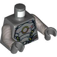 Armure de torse, motif imprimé cercle jaune, bras argent mat, mains gris bleuté foncé (Torso Armour, Yellow Circle Print, Flat Silver Arms, Dark Bluish Gray Hands)