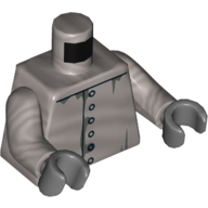 Rivets de torse, motif imprimé gris bleuté foncé, bras plats argentés avec panneaux de coude imprimés, mains gris bleuté foncé (Torso Rivets, Dark Bluish Gray 'Rust' Print, Flat Silver Arms with Elbow Panels Print, Dark Bluish Gray Hands)