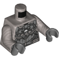 Torse, armure (whiplash) motif imprimé, bras argent mat, mains gris bleuté foncé (Torso, Armor (Whiplash) Print, Flat Silver Arms, Dark Bluish Gray Hands)