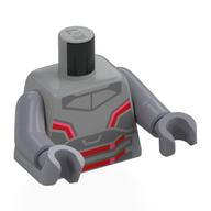 Torse, lambris d'armure d'ultron, rouge/métal marques roses motif imprimé, bras argent mat, mains gris bleuté clair (Torso, Ultron Armor Paneling, Red/Metal Pink Markings Print, Flat Silver Arms, Light Bluish Gray Hands)