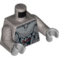 Armure en argent torse avec motif imprimé de taches rouges (Ultron ultime), bras argent mat, mains gris bleuté clair (Torso Silver Armor with Red Spots Print (Ultimate Ultron), Flat Silver Arms, Light Bluish Gray Hands)