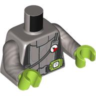 Visuel indicatif Rebrickable de Torse, sangles noires, gaige de pression, motif imprimé vert citron radio, bras argent mat, mains vert citron (Torso, Black Straps, Pressure Gaige, Lime Radio Print, Flat Silver Arms, Lime Hands)