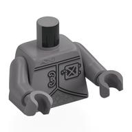 Torse, placage de robot, hachure sur motif imprimé cœur, bras et mains argent mat (Torso, Robot Plating, Hatch over Heart Print, Flat Silver Arms and Hands)