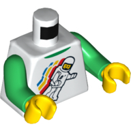 Visuel indicatif Rebrickable de Torse, espace classique figurine avant flottant, 2012 le LEGO magasin nashville, tn dos motif imprimé, bras verts, mains jaunes (Torso, Classic Space Minifig Floating Front, 2012 The LEGO Store Nashville, TN Back Print, Green Arms, Yellow Hands)