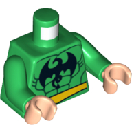 Visuel indicatif Rebrickable de Contour des muscles du torse avec motif imprimé dragon (poing de fer), bras verts, mains nougat clair (Torso Muscles Outline with Dragon Print (Iron Fist), Green Arms, Light Nougat Hands)