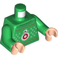Visuel indicatif Rebrickable de Pull torse avec motif imprimé pixelisé BB-8 (Moche pull de Noël), bras verts, mains nougat clair (Torso Sweater with Pixelated BB-8 (Ugly Christmas Sweater) Print, Green Arms, Light Nougat Hands)