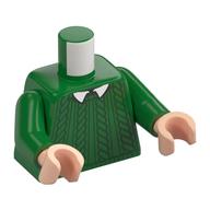 Torse, pull tricoté, motif imprimé col blanc, bras verts, mains nougat clair (Torso, Knitted Sweater, White Collar Print, Green Arms, Light Nougat Hands)