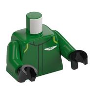 Torse, costume de course, Aston Martin Logo imprimé, bras verts, mains noires (Torso, Racing Suit, Aston Martin Logo Print, Green Arms, Black Hands)