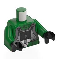 Costume de pilote torse a-aile, gilet gris, appareil respiratoire noir motif imprimé, bras verts, mains noires (Torso A-Wing Pilot Suit, Grey Vest, Black Breathing Apparatus Print, Green Arms, Black Hands)
