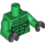 Visuel indicatif Rebrickable de Muscles du torse contour avec échelles motif imprimé, bras verts, mains noires (Torso Muscles Outline with Scales Print, Green Arms, Black Hands)