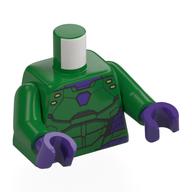Visuel indicatif Rebrickable de Torse, placage d'armure, marques violet foncé motif imprimé, bras verts, mains pourpre foncé (Torso, Armor Plating, Dark Purple Markings Print, Green Arms, Dark Purple Hands)