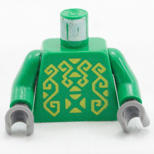 Visuel indicatif Rebrickable de Torse, motif imprimé rascus, bras verts, mains gris bleuté foncé (Torso, Rascus Print, Green Arms, Dark Bluish Gray Hands)