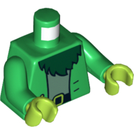 Visuel indicatif Rebrickable de Torse, veste avec deux boutons sur chemise bleu clair et motif imprimé barbe vert foncé, bras verts, mains vert citron (Torso, Jacket with Two Buttons over Light Blue Shirt and Dark Green Beard Print, Green Arms, Lime Hands)