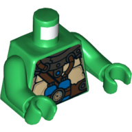 Tortue de torse coquille avec jauge et bleu bouteilles de plongée motif imprimé bras et mains vertes (Torso Turtle Shell with Gauge and Blue Diving Bottles Print Green Arms and Hands)