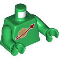 Haut sur le torse motif imprimé, à l'intérieur avec des côtes (deuxième réédition), bras et mains verts (Torso Classic Space Logo High on Torso Print, Inside with Ribs (second reissue), Green Arms and Hands)