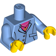 Veste de costume de torse, deux boutons, dessus rose, motif imprimé collier, bras bleu moyen, mains jaunes (Torso Suit Jacket, Two Buttons, Pink Top, Necklace Print, Medium Blue Arms, Yellow Hands)