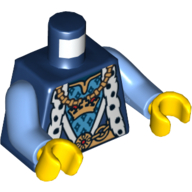 Visuel indicatif Rebrickable de Robe torse avec garniture en fourrure et chaîne en or avec motif imprimé couronne, bras bleu moyen, mains jaunes (Torso Robe with Fur Trim and Gold Chain with Crown Print, Medium Blue Arms, Yellow Hands)