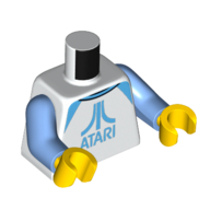 Visuel indicatif Rebrickable de Torse moyen azur logo motif imprimé 'ATARI', bras bleu moyen, mains jaunes (Torso Medium Azure 'ATARI' Logo Print, Medium Blue Arms, Yellow Hands)