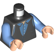 Visuel indicatif Rebrickable de Gilet pull torse sur chemise bleu moyen motif imprimé, bras bleu moyen, mains nougat clair (Torso Sweater Vest over Medium Blue Shirt Print, Medium Blue Arms, Light Nougat Hands)