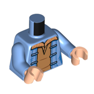 Visuel indicatif Rebrickable de Torse Veste, Nougat moyen Chemise motif imprimé, bras bleu moyen, mains nougat clair (Torso Jacket, Medium Nougat Shirt Print, Medium Blue Arms, Light Nougat Hands)