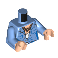 Visuel indicatif Rebrickable de Torse, chemise, un bouton fait, haut blanc, Nougat Collier motif imprimé, bras bleu moyen, mains nougat clair (Torso, Shirt, One Button Done, White Top, Nougat Necklace Print, Medium Blue Arms, Light Nougat Hands)