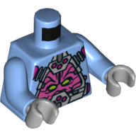 Robot torse avec kraang et harnais de contrôle motif imprimé, bras bleu moyen, mains gris bleuté clair (Torso Robot with Kraang and Control Harness Print, Medium Blue Arms, Light Bluish Gray Hands)