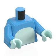 Torse, poitrine vert d’eau clair, taches bleu foncé, motif imprimé queue sur dos, bras bleu moyen, mains vert d’eau clair (Torso, Light Aqua Chest, Dark Blue Spots, Tail on Back Print, Medium Blue Arms, Light Aqua Hands)